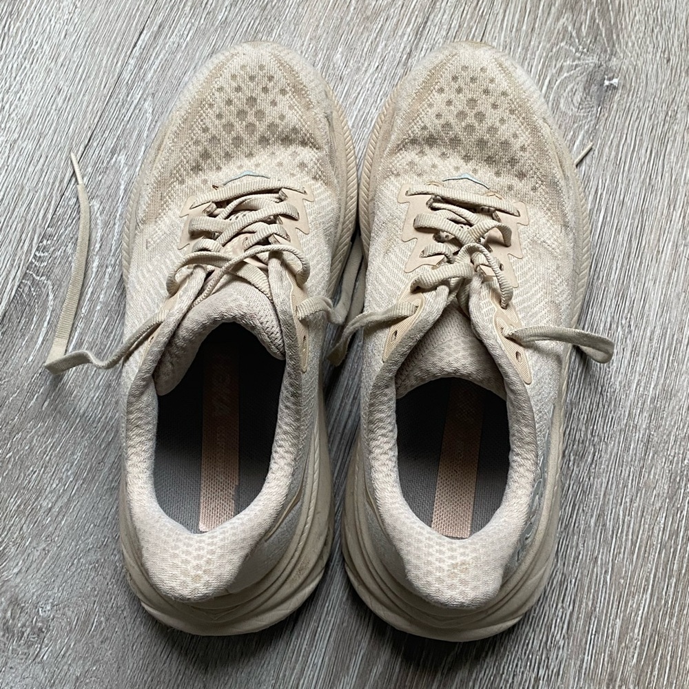 Hoka Cream Athletic Shoes